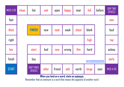 Antonyms Board Game