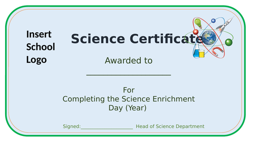 Certificate template for schools and parents