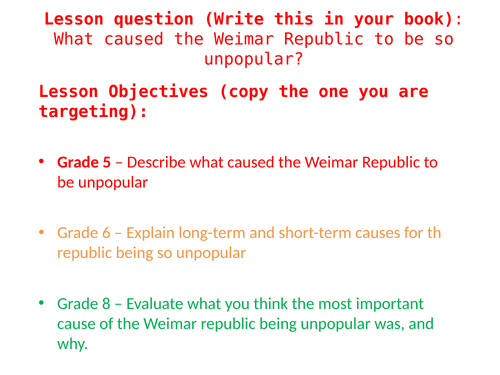 Popularity of the Weimer Republic - GCSE