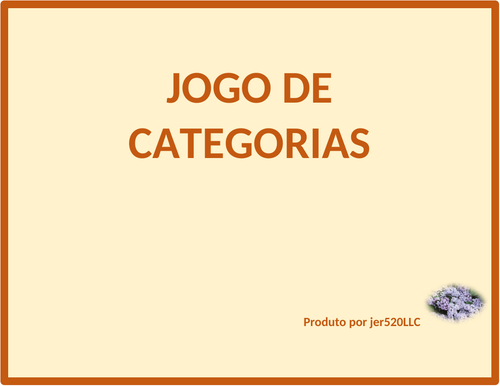 Catergories Game in Portuguese