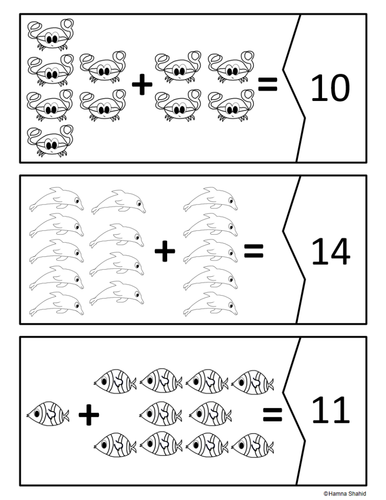 Addition within 20 Picture Puzzle Worksheets