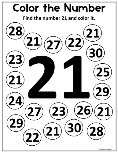 Color the Number 21-30