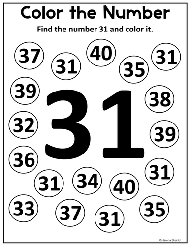Color the Number 31-40