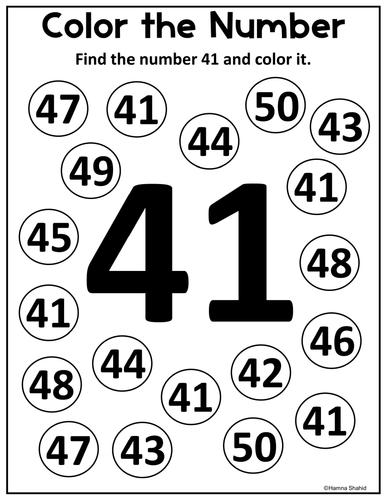 Color the Number 41-50