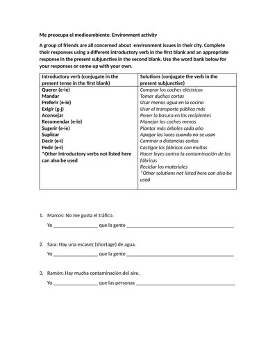 Me preocupa el medioambiente: Environment activity