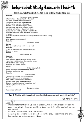 Macbeth Introductory Homework Tasks