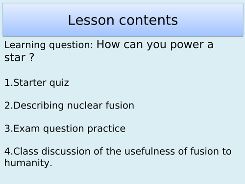 AQA P7.8 Nuclear fusion