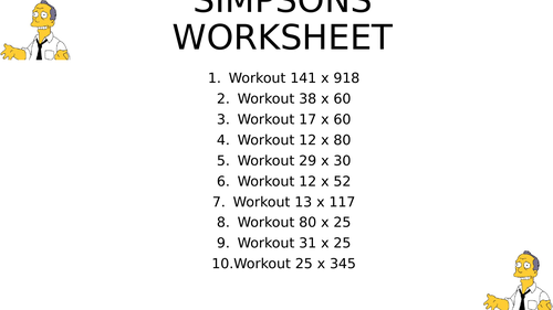 Simpsons worksheet 18