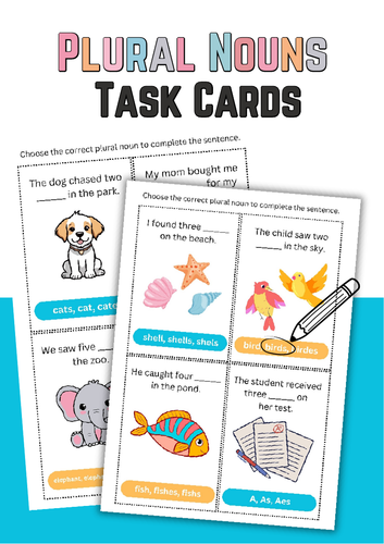 Plural Nouns Task Cards.