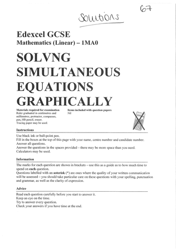 Simultaneous Equations + many additional resources and worksheets