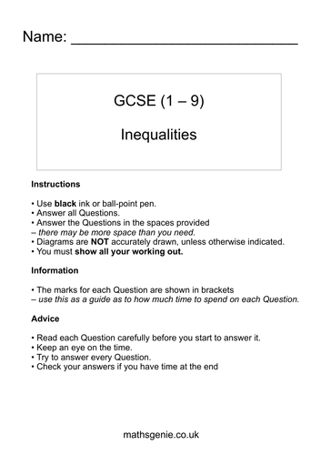 Inequalities + additional worksheets (complete lesson)