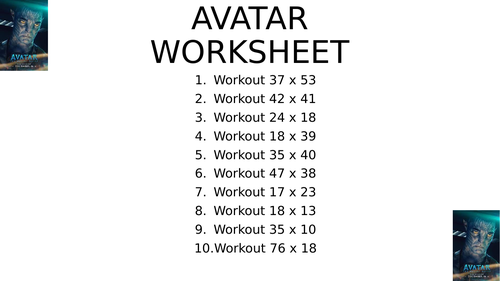 Avatar worksheet 12
