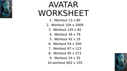 Avatar worksheet 4