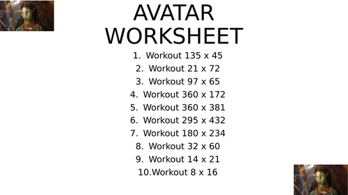 Avatar worksheet 5