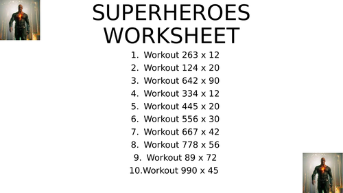 Superhero worksheet 1