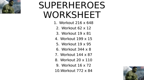 Superhero worksheet 8