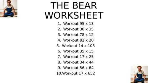 The bear worksheet 2