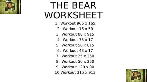 The bear worksheet 3