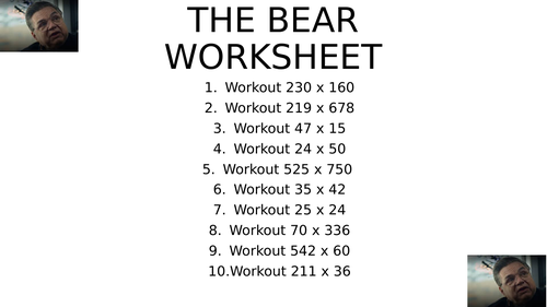 The bear worksheet 9