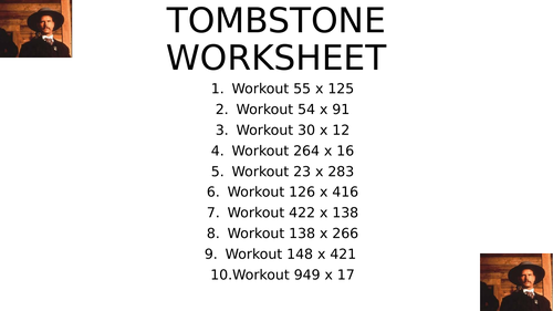 Tombstone worksheet 11