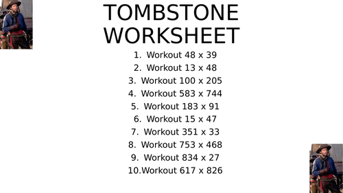 Tombstone worksheet 15
