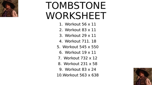 Tombstone worksheet 16