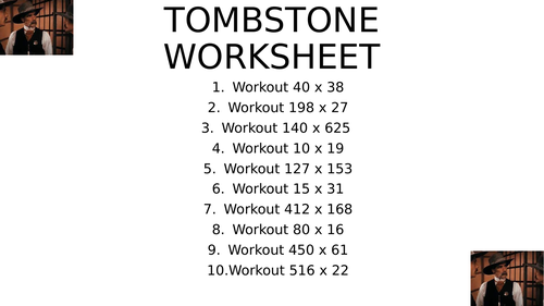Tombstone worksheet 2