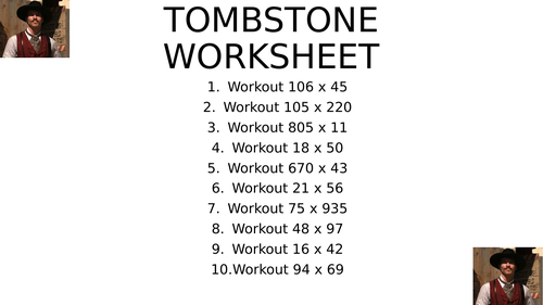Tombstone worksheet 3