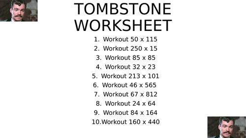 Tombstone worksheet 4