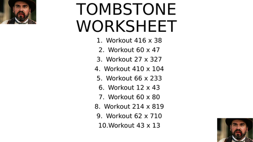 Tombstone worksheet 5