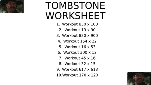 Tombstone worksheet 6