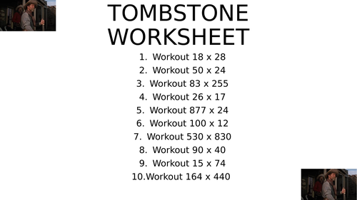 Tombstone worksheet 8