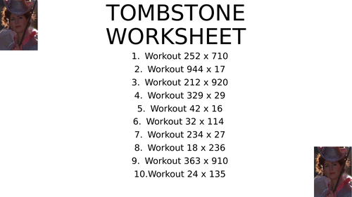Tombstone worksheet 9