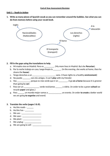 Year 9 Spanish End of Year Revision