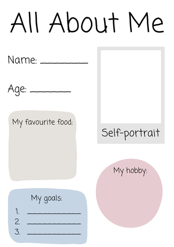 All About Me Colouring Sheet