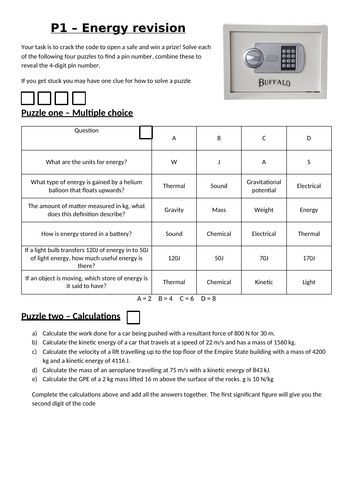 'Crack the code' Energy Revision