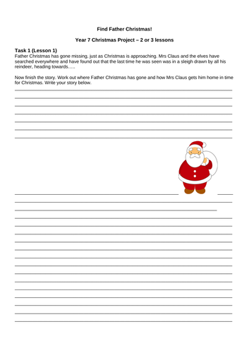 Short Christmas Project for Year 7 (2 or 3 lessons)