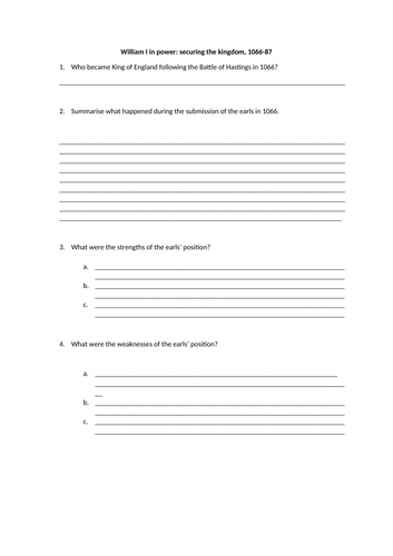 William I in power booklet