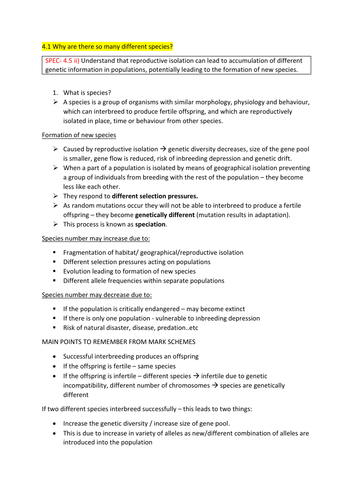 TOPIC 4 A LEVEL BIOLOGY EDEXCEL (A) - A* NOTES