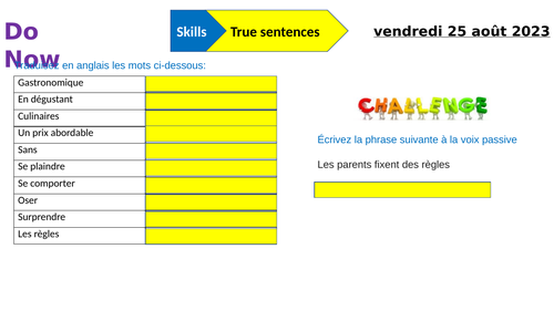 4. Various activities on skills A level French paper 1