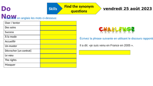 3. Various activities on skills paper 1 French A level