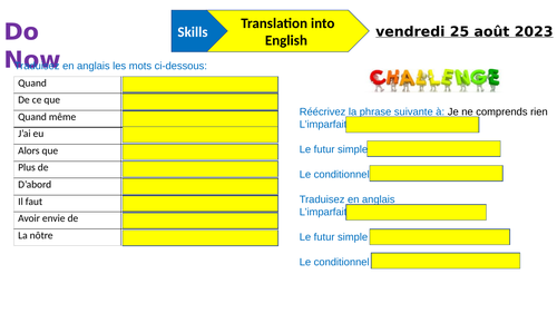 2. Various activities on skills paper 1 French A level