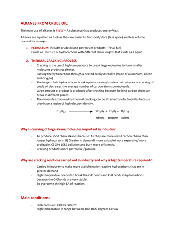 TOPIC 6 (Organic chemistry) A LEVEL CHEMISTRY EDEXCEL - A* NOTES