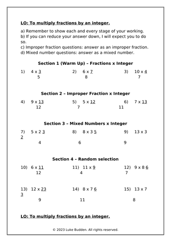 ks2 fractions homework