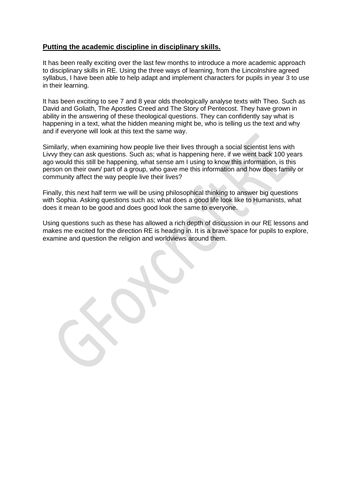 Disciplinary skills in the primary classroom.