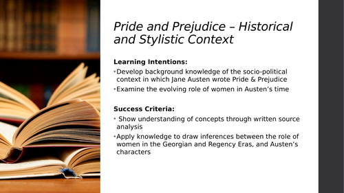 Pride and Prejudice Introductory Lesson - context
