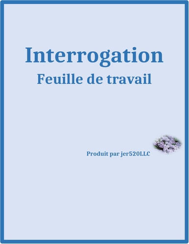 Interrogation (Questions in French) Worksheet