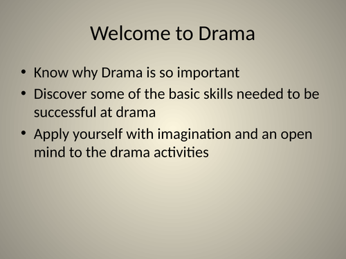 Intro into Drama Powerpoints/Scheme of Learning.