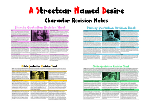 A Streetcar Named Desire: Character Revision Sheets