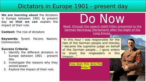 Dictators in Europe, 1901 - present day